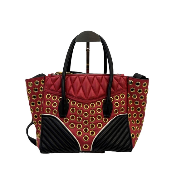 Miu Miu Red and Black Eyelet Shoulder Bag - Picture 2 of 4